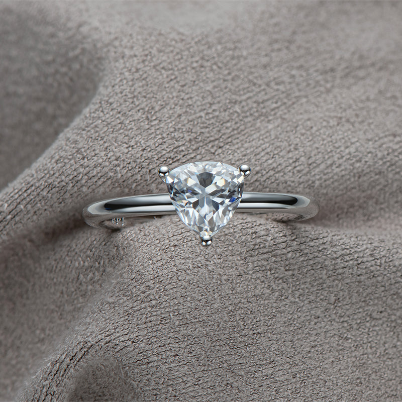 925 Sterling Silver Trillion Cut CZ Solitaire Ring