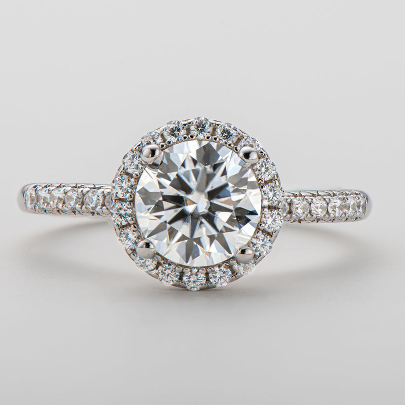 925 Sterling Silver  Classic Round Cut CZ Halo Ring