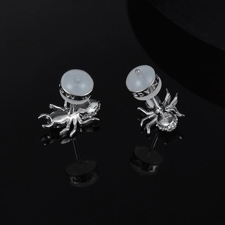 925 Sterling Silver CZ Spider Created Diamond Stud Earring