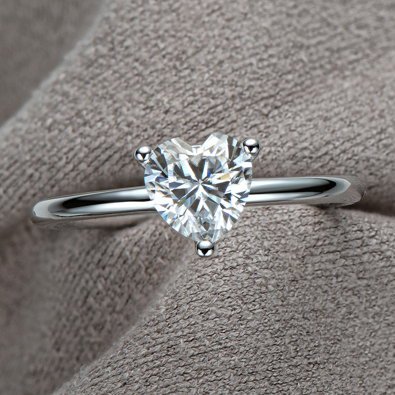 Moissanite Diamond Heart Shaped CZ Ring