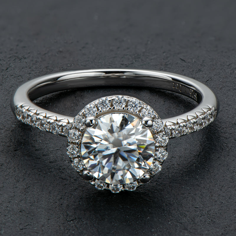 925 Sterling Silver  Classic Round Cut CZ Halo Ring