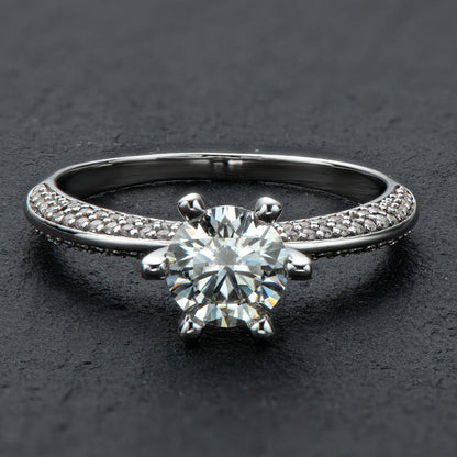 925 Sterling Silver Classic Six Prong Round Cut CZ Ring