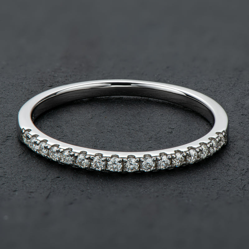 925 Sterling Silver Round Cut Half Eternity Cz  Band