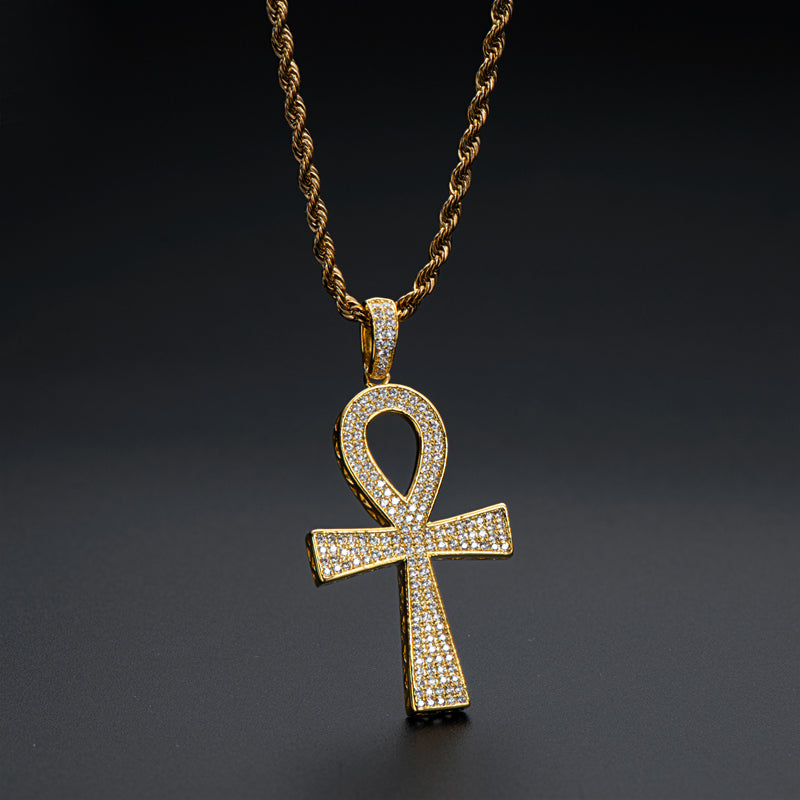 925 Sterling Silver Cross Created Diamond Hip Hop Long Chain Pendant Necklace