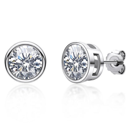 925 Sterling Silver Brilliant Round Cut Cubic Zirconia Stud Earrings