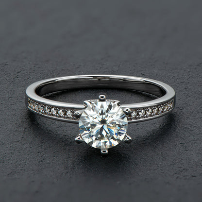 925 Sterling Silver Classic Round Cut CZ Pave Rings