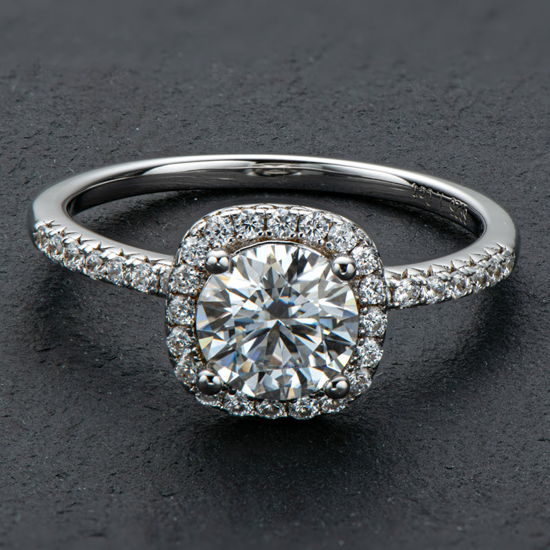 925 Sterling Silver Classic Round Cut CZ Halo Ring