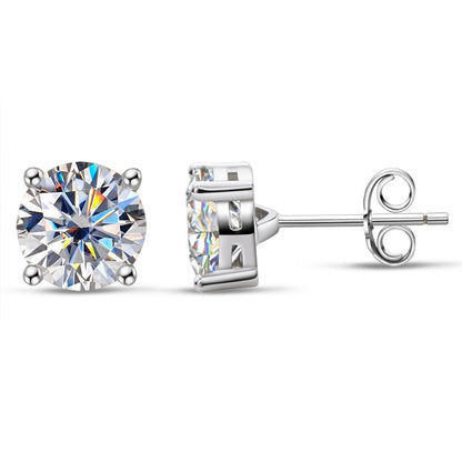 925 Sterling Silver Round Cut CZ Classic Stud Earrings