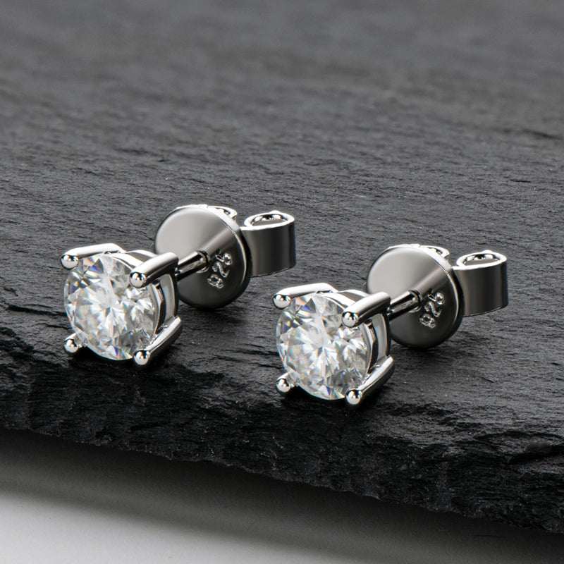 925 Sterling Silver Classic Round Cut Cubic Zirconia Stud Earrings