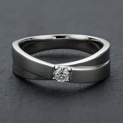 925 Sterling Silver Round Cut CZ Men's Wedding Band