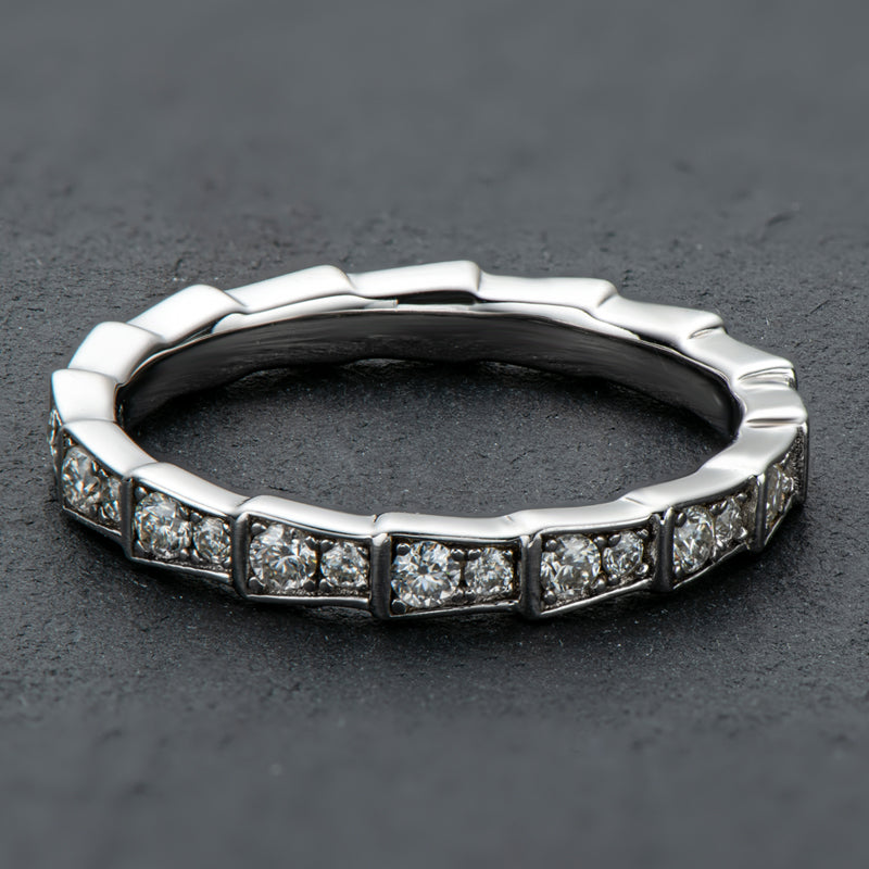 925 Sterling Silver Round Cut Pave CZ Eternity Band