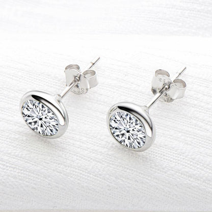 925 Sterling Silver Brilliant Round Cut Cubic Zirconia Stud Earrings