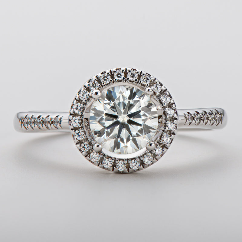 925 Sterling Silver  Classic Round Cut CZ Halo Ring