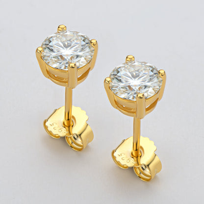 925 Sterling Silver Round Cut Cubic Zirconia Stud Earrings