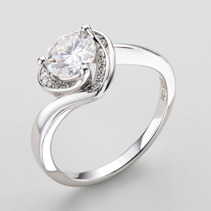 925 Sterling Silver Classic Round Cut Multi Stone CZ Heart-shaped Ring