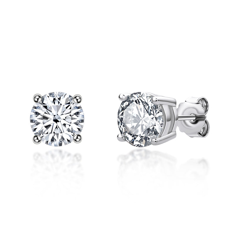 925 Sterling Silver Round Cut Cubic Zirconia Stud Earrings