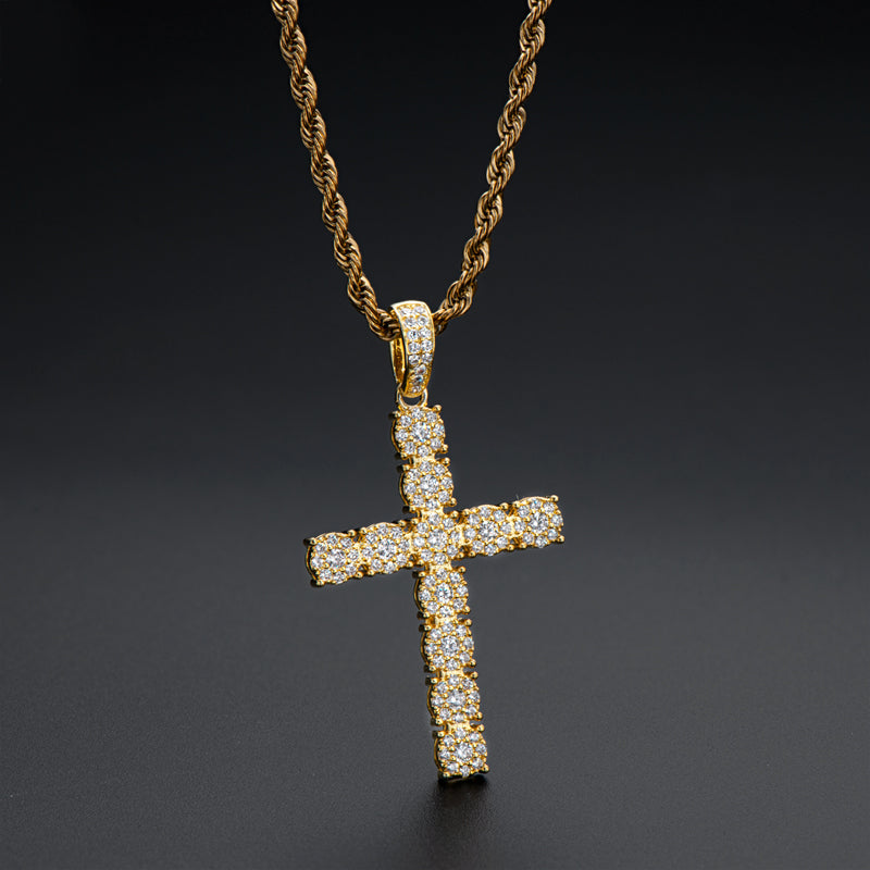 925 Sterling Silver Personalized Cross Long Chain Cool Men Pendant Necklace