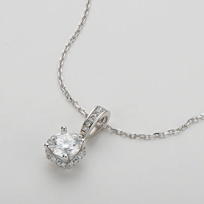 925 Sterling Silver Classic Brilliant Round CZ Pendant Necklace