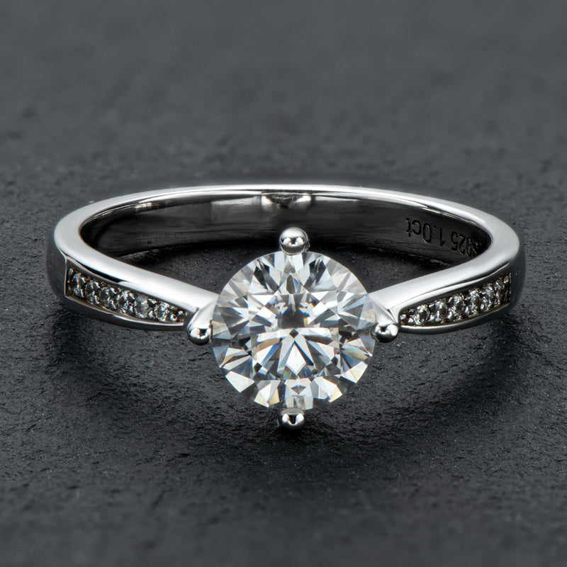 925 Sterling Silver Classic Round Cut CZ Micro Setting Ring