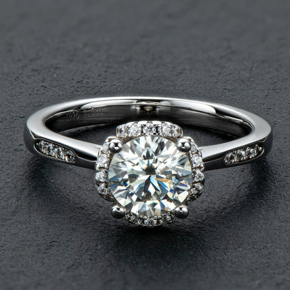 925 Sterling Silver Classic Round Cut CZ Halo Ring