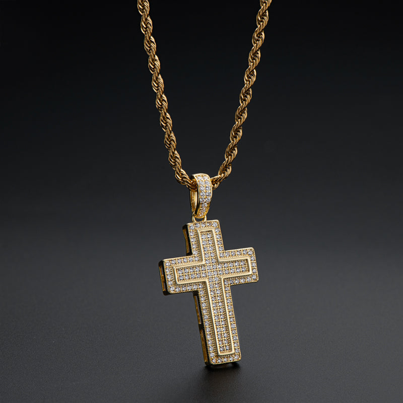 925 Sterling Silver Personalized Multilayer Cross Long Chain Cool Pendant Necklace