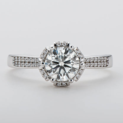 925 Silver Sterling Classic Round Cut CZ Pave Ring