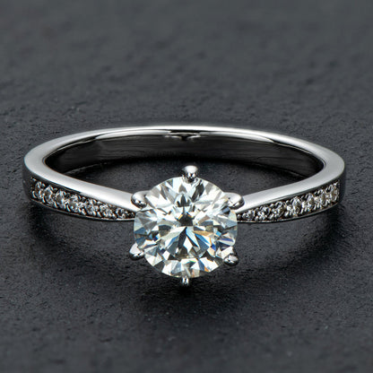 925 Sterling Silver Classic Round Cut Semi Pave CZ Ring