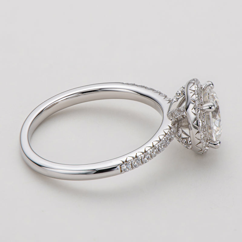 925 Sterling Silver  Round Cut CZ Halo Ring