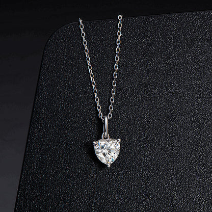 925 Sterling Silver Heart Shaped CZ Pendant Necklace