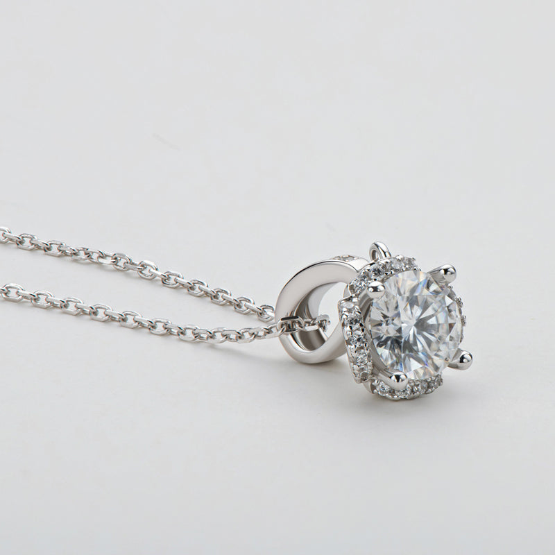 925 Sterling Silver Classic Brilliant Round CZ Pendant Necklace