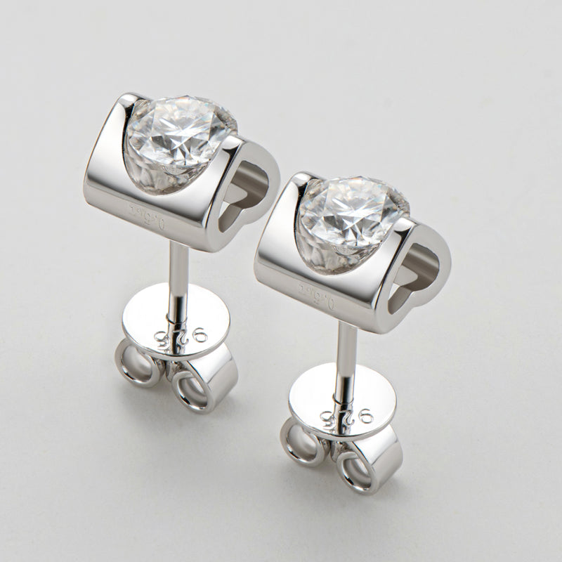 925 Sterling Silver Classic Round Cut Stud Earrings