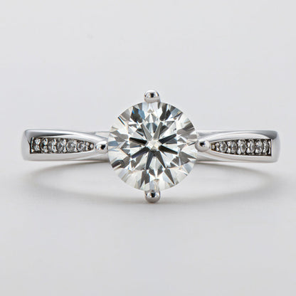 925 Sterling Silver Classic Round Cut CZ Micro Setting Ring