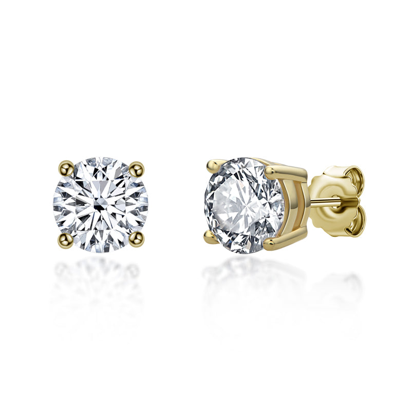 925 Sterling Silver Round Cut Cubic Zirconia Stud Earrings