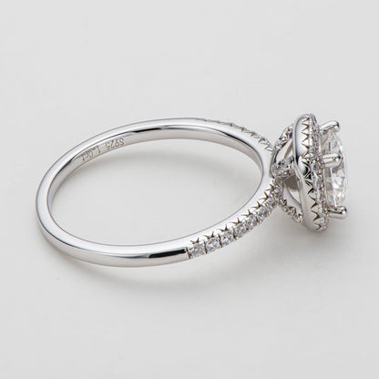 925 Sterling Silver Round Cut CZ Halo Ring