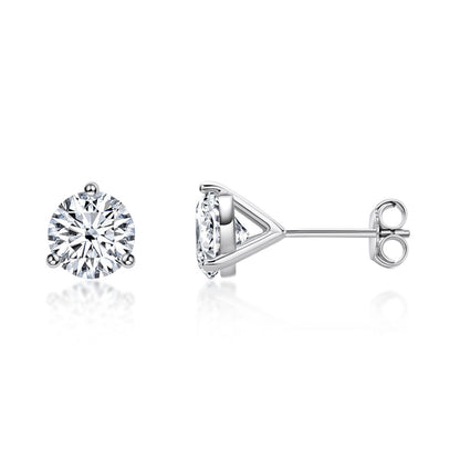 925 Sterling Silver Round Cut Cubic Zirconia Simple Stud Earrings