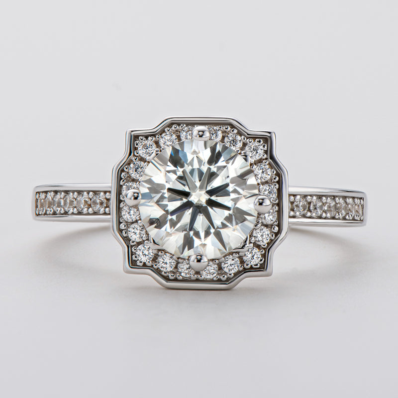 925 Sterling Silver  Classic Round Cut CZ Halo Ring