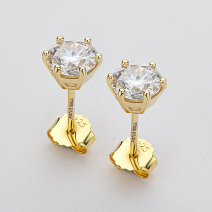 Round Cut Moissanite Diamond Stud Earrings