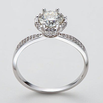 925 Silver Sterling Classic Round Cut CZ Pave Ring