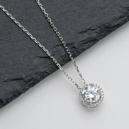 925 Sterling Silver Classic Brilliant Round CZ Pendant Necklace