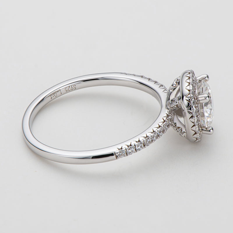 925 Sterling Silver Classic Round Cut CZ Halo Ring