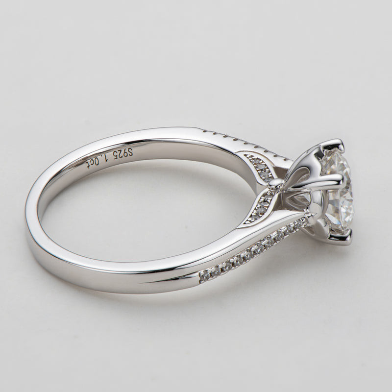 925 Sterling Silver Classic Round Cut CZ Pave Ring