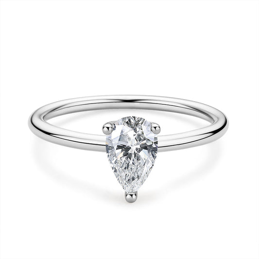 925 Sterling Silver Pear Shaped 1.0CT CZ Solitaire Ring