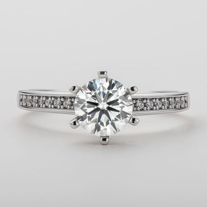 925 Sterling Silver Classic Round Cut CZ Pave Rings