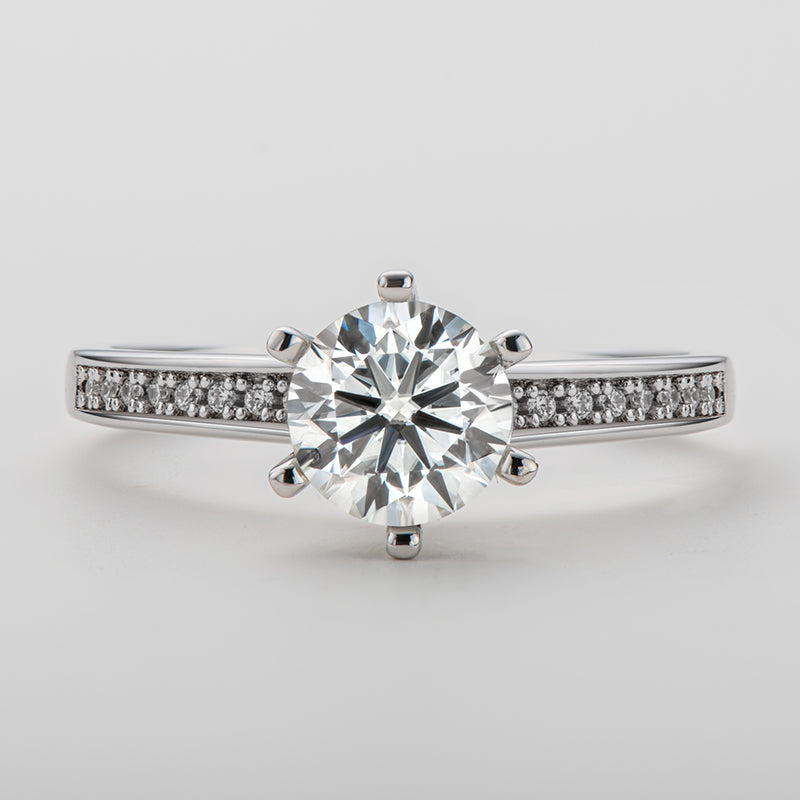 925 Sterling Silver Classic Round Cut CZ Pave Rings