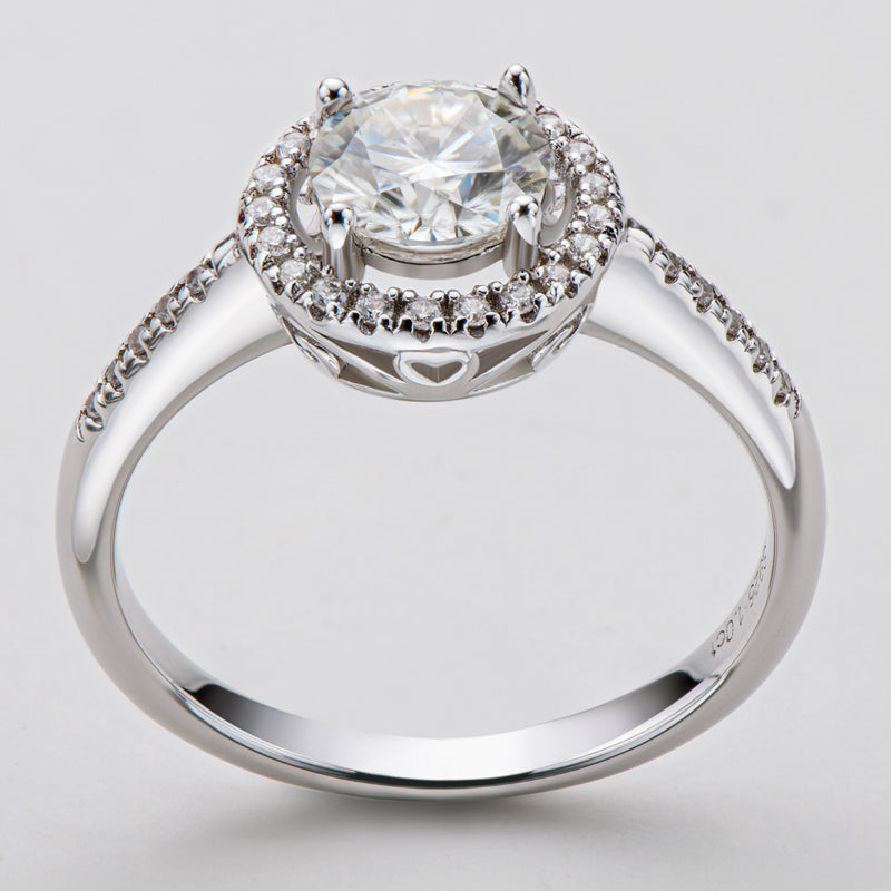 925 Sterling Silver  Classic Round Cut CZ Halo Ring