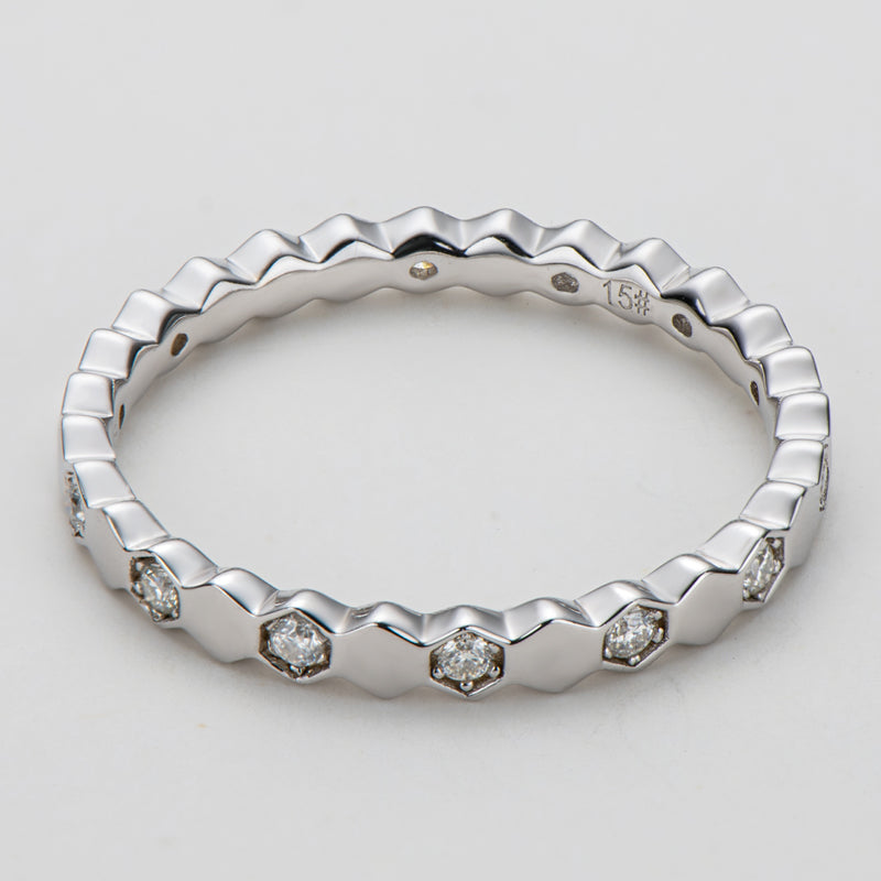 925 Sterling Silver Round Cut Honeycomb CZ Eternity Band