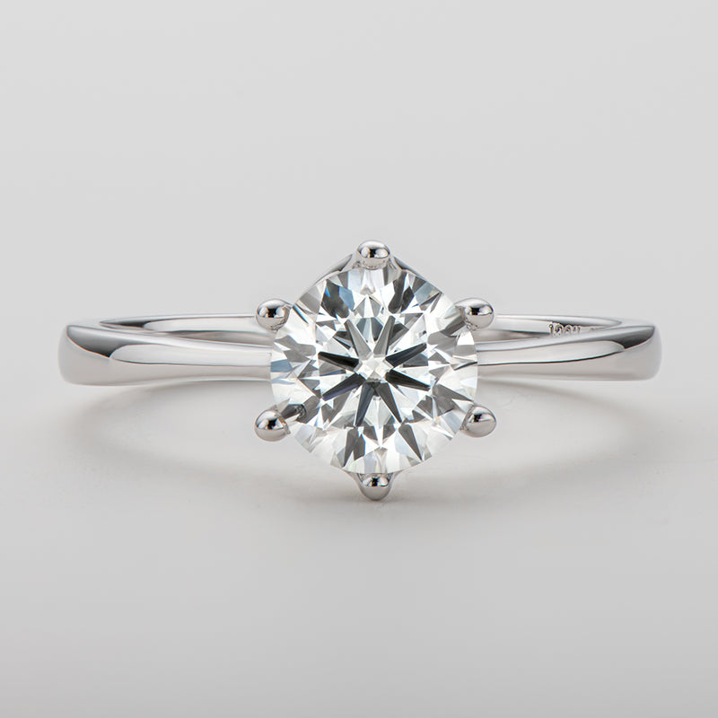 925 Sterling Silver Classic Round Cut CZ Six Prong Solitaire Rings