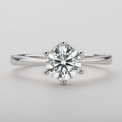 925 Sterling Silver Classic Round Cut CZ Six Prong Solitaire Rings