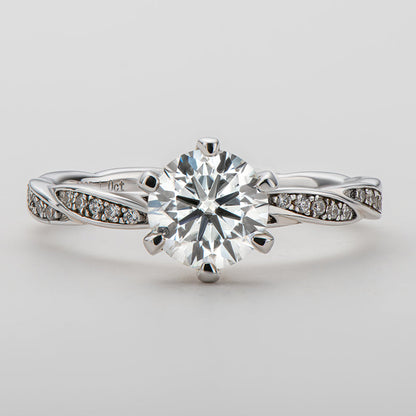 925 Sterling Silver Classic Round Cut Semi Pave CZ Ring