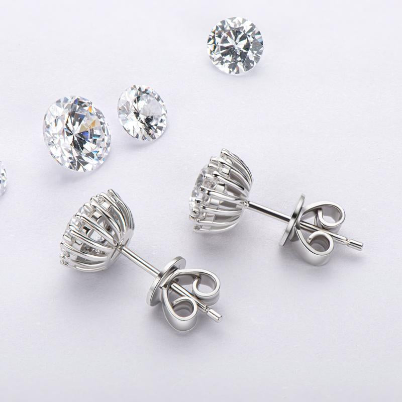 925 Sterling Silver Round Cubic Zirconia Stud Earrings